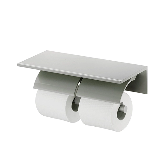 Double Toilet Tissue Holder W/Shelf (Aluminum W/Anodizing)