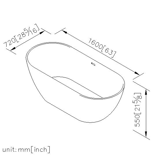 Bathtub (Artificial Stone)  1600*720*550mm thumbnail 2