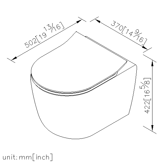 Wall-Hung Toilet W/Toilet Seat & Cover thumbnail 2