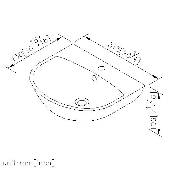 Wall-Hung Ceramic Basin With Bracket thumbnail 2