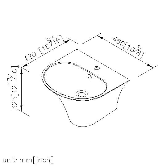 Wall Hung Basin with wall bracket thumbnail 2