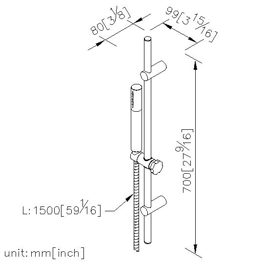 Slide Bar Set W/Hand Shower & Hose thumbnail 2