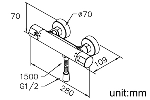 Thermostatic Shower Mixer W/Hose thumbnail 2