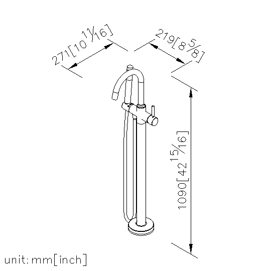 Floor-Mounted Bath Mixer W/Hand Shower & 150cm Hose thumbnail 2