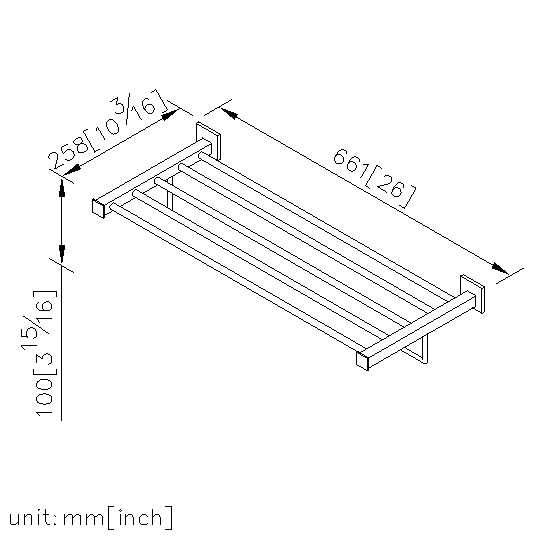 Bath Towel Rack W/Rail (600mm) thumbnail 2