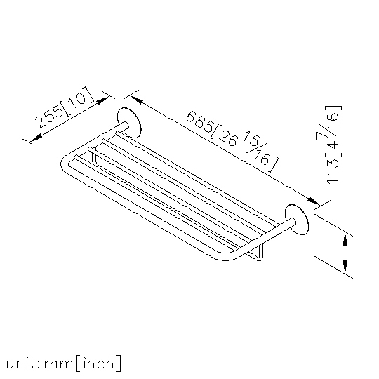 Bath Towel Rack W/Rail (600mm) thumbnail 2