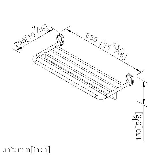 Bath Towel Rack W/Rail (600mm) thumbnail 2