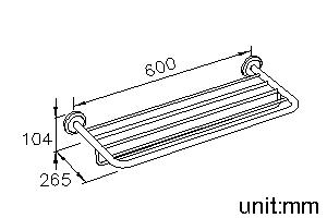 Bath Towel Rack W/Rail (600mm) thumbnail 2