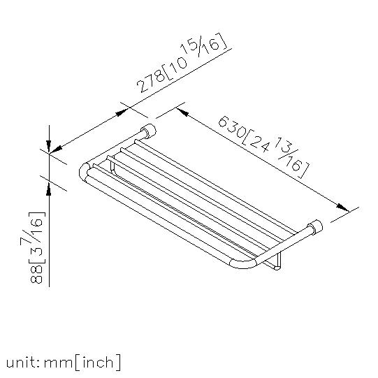 Bath Towel Rack W/Rail (600mm) thumbnail 2