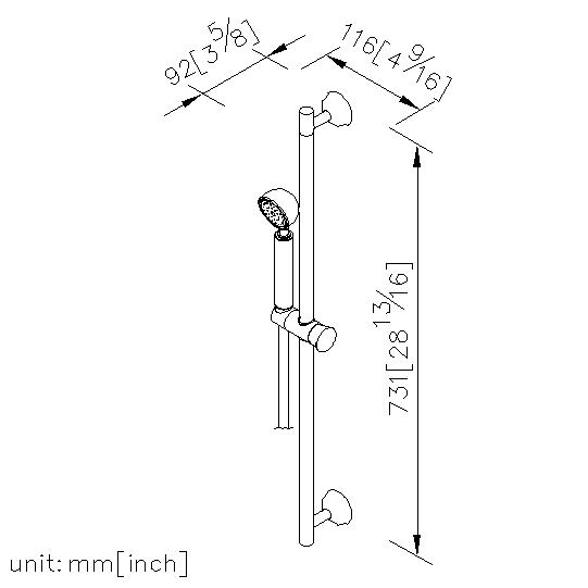 Slide Bar Set W/Hand Shower & Hose thumbnail 2