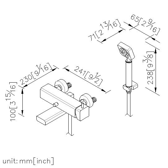 Bath/Shower Mixer W/Hand Shower & Hose & Wall Bracket thumbnail 2