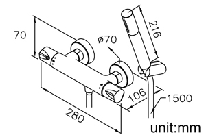 Thermostatic Shower Mixer W/Hose & Hand Shower & Wall Bracket thumbnail 2