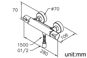 Thermostatic Shower Mixer W/Hose thumbnail 2