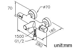 Thermostatic Bath/Shower Mixer W/Hose thumbnail 2