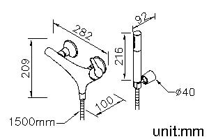 Shower Mixer W/Hand Shower & Wall Bracket & Hose thumbnail 2