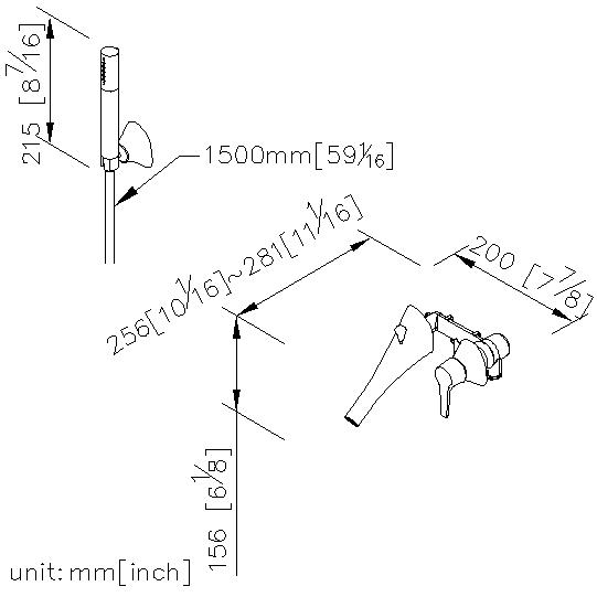 Single-Handle Built-In Bath Mixer W/Hand Shower & 150cm Hose & Wall Bracket thumbnail 2
