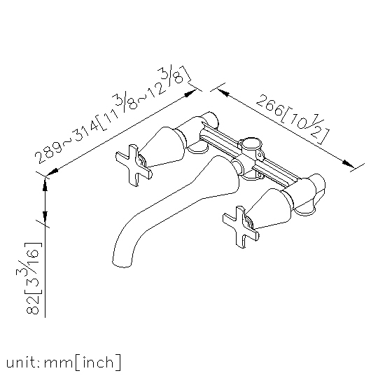 Two-Handle Wall-Mounted Basin Faucet thumbnail 2
