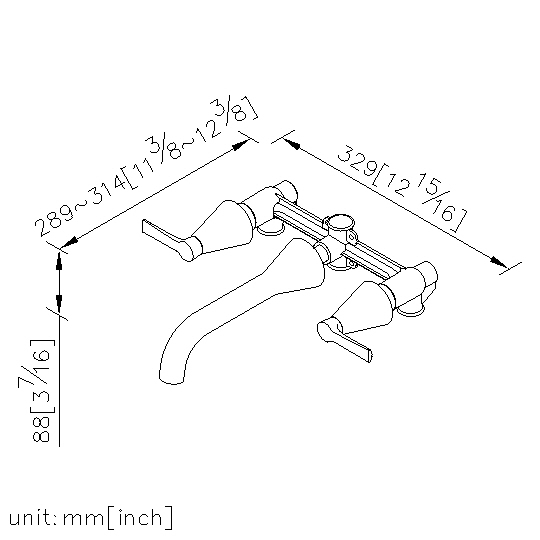 Two-Handle Wall-Mounted Basin Faucet thumbnail 2