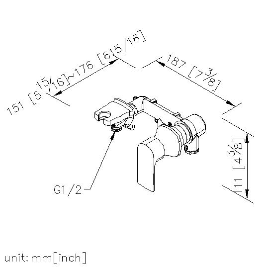 Concealed Shower Mixer W/Shower Holder & Wall Supply thumbnail 2