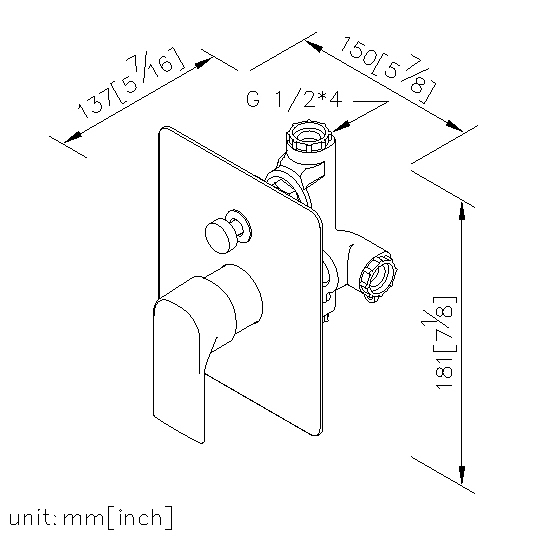 Concealed Valve W/Diverter & Check Valve W/O Inlet Stop Version(1~4 kg/cm^2) thumbnail 2