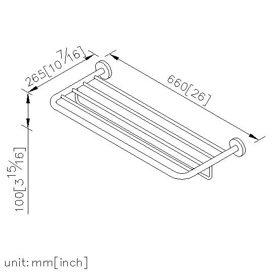 Bath Towel Rack With Rail (600mm) thumbnail 2