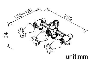 Three-Handle Valve (Showerhead/OFF/Bathtub) thumbnail 2