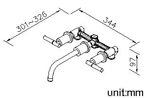 Two-Handle Wall-Mounted Basin Faucet thumbnail 2