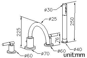 Two-Handle Bathtub Faucet W/Hand Shower & Diverter thumbnail 2