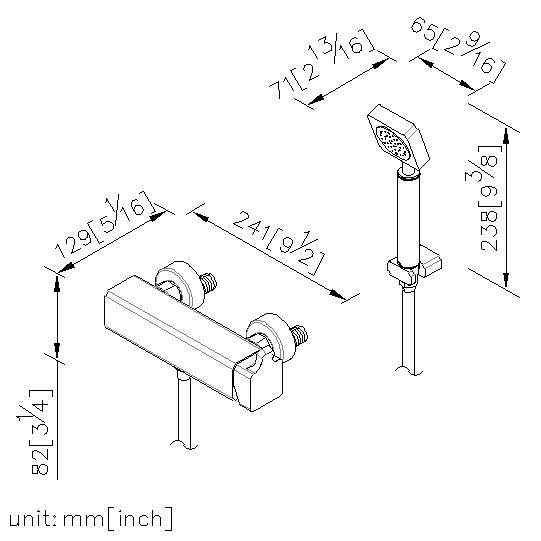 Shower Mixer W/Hand Shower & Hose & Wall Bracket thumbnail 2