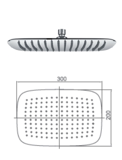 Showerhead 300*200mm (Stainless Steel)