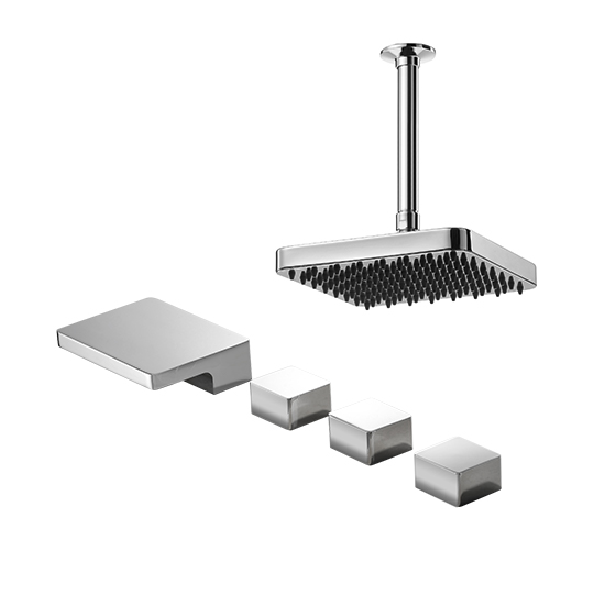 Two-Handle Bathtub Faucet W/Diverter & 8" Showerhead