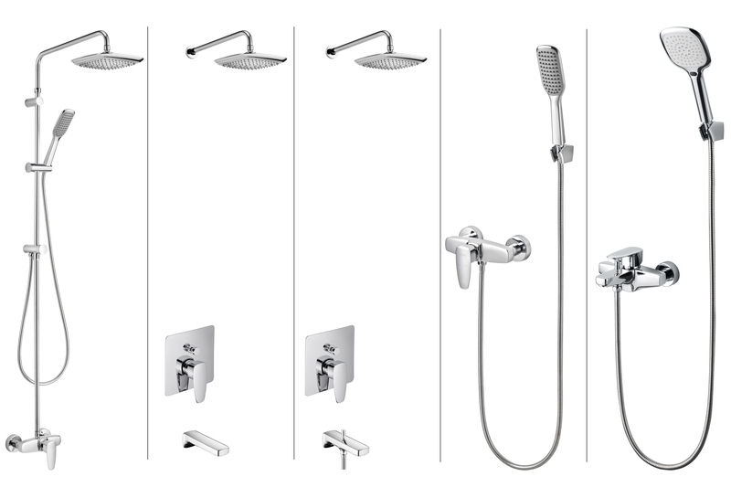 JUSTIME PAN 2 Faucet Collection Featuring Rectangular and Circular Geometric Design