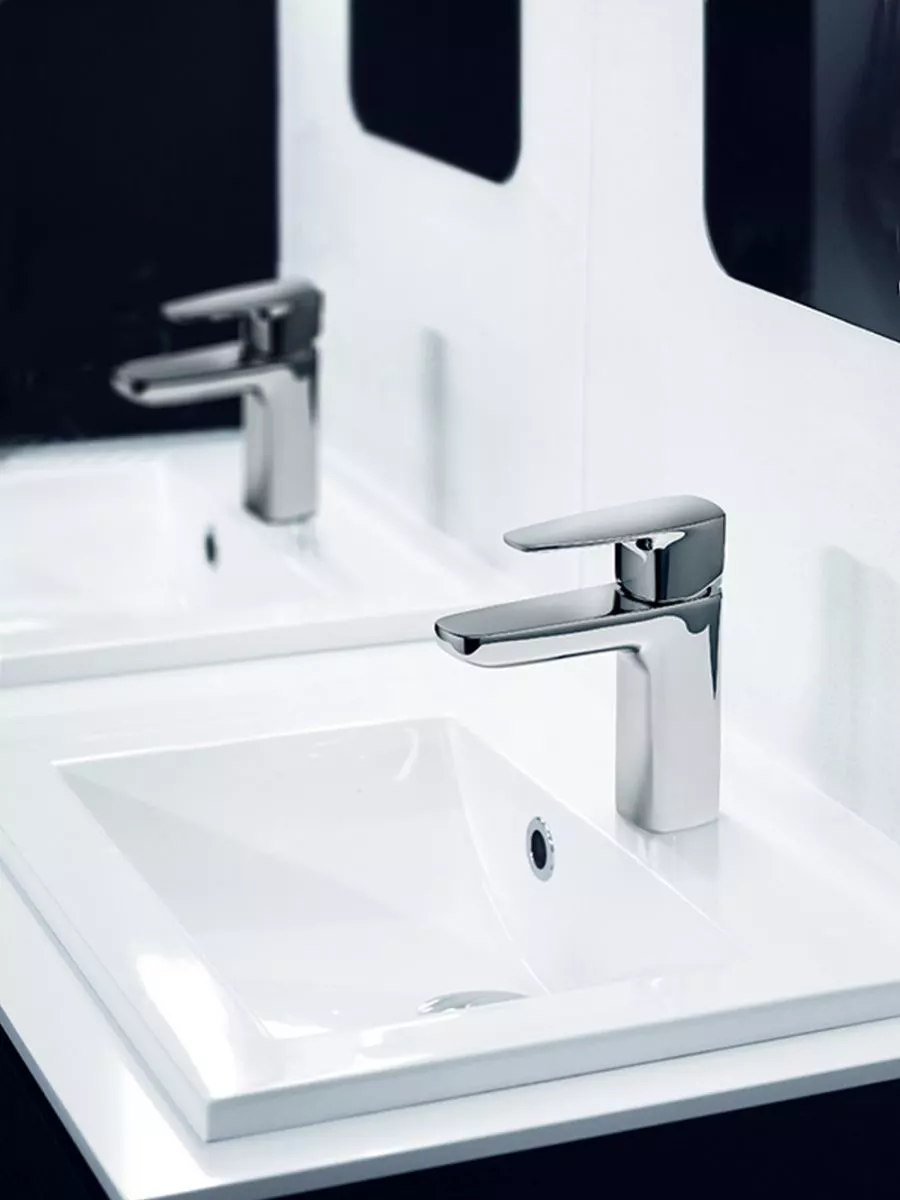 JUSTIME PAN 2 Basin Faucet 6779-90-80CP - Rectangular and Circular Geometric Design