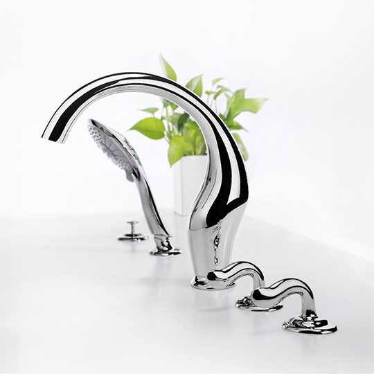 Two-Handle Bathtub Faucet W/Diverter & Hand Shower thumbnail 3