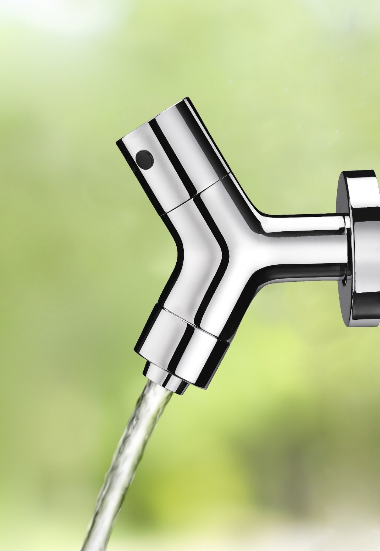 JUSTIME Y Hose Bib 6875-L4-80CP with 120-degree geometric design, ergonomic handle and practical hose connection