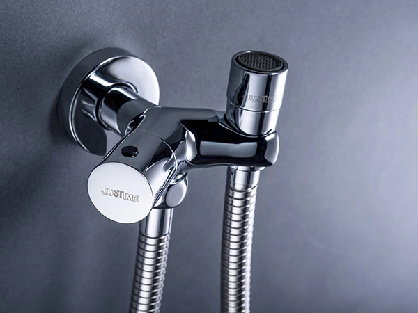 JUSTIME YES Angle Valve 6875-YC-81CP with Y-Shaped 120-Degree Geometry and Integrated Hand Shower or Bidet Sprayer Holder