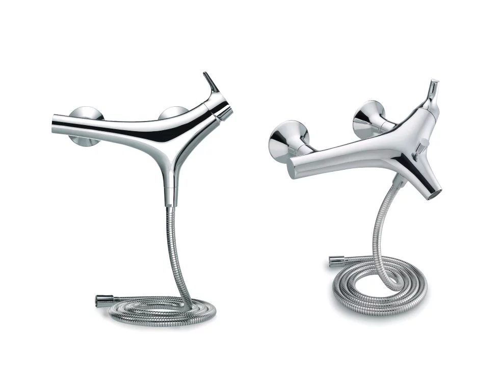 JUSTIME NATURE Shower and Bath Mixer Collection Featuring Organic Curves, Protective Partition and Water Diverter