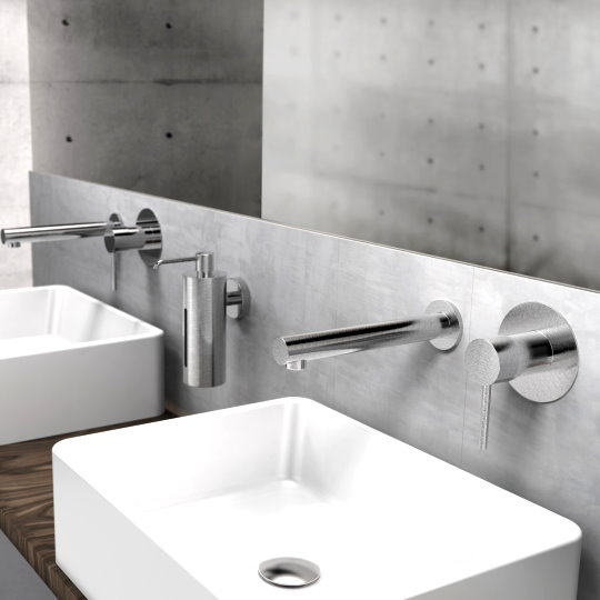 Single-Handle Wall-Mounted Basin Mixer (Stainless Steel) thumbnail 3
