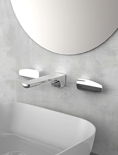 JUSTIME PAN 2 Faucet Collection with Rectangular and Circular Geometric Design